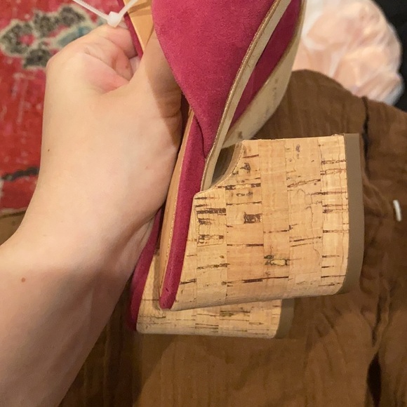 Sigerson Morrison / NEW Rhoda MAGENTA PINK Suede Crisscross Heel Mules Sandals 8 - Picture 7 of 7